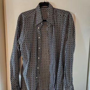 Gianni Versace Vintage 1980's Dress Shirt- Black/White Size 48 Button-Down